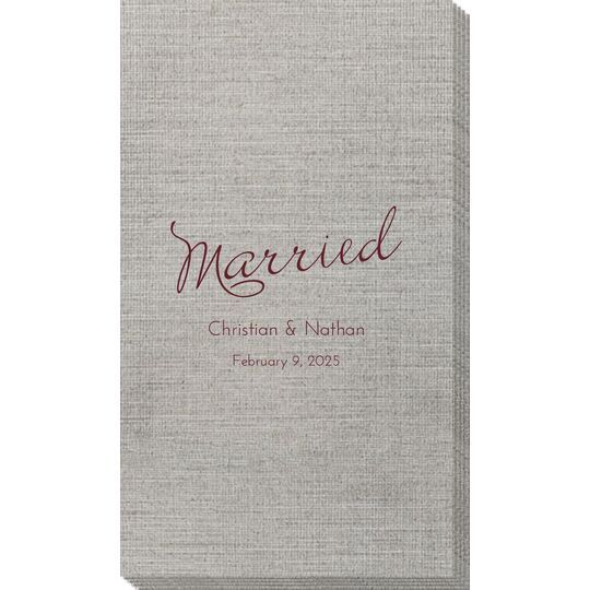 Expressive Script Married Bamboo Luxe Guest Towels
